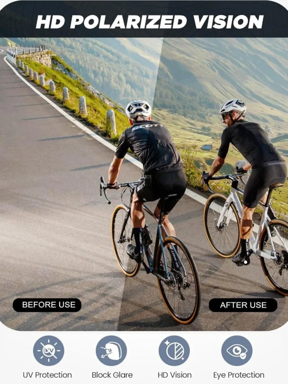 Polarized Sports Sunglasses for Men - UV Protection for Running, Cycling